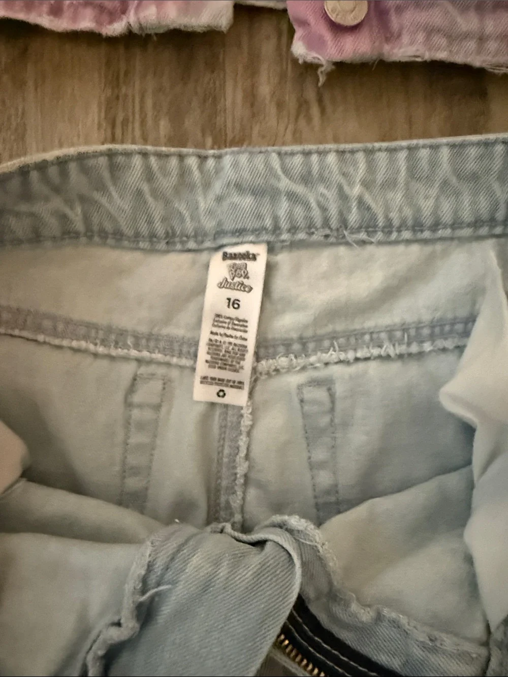 Justice Light Wash Denim Jacket and Jeans Set with Pink, Blue, Yellow Accents